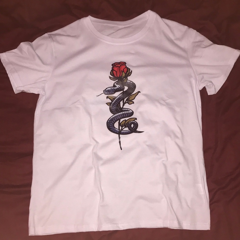 Plain White Rose Snake T-Shirt